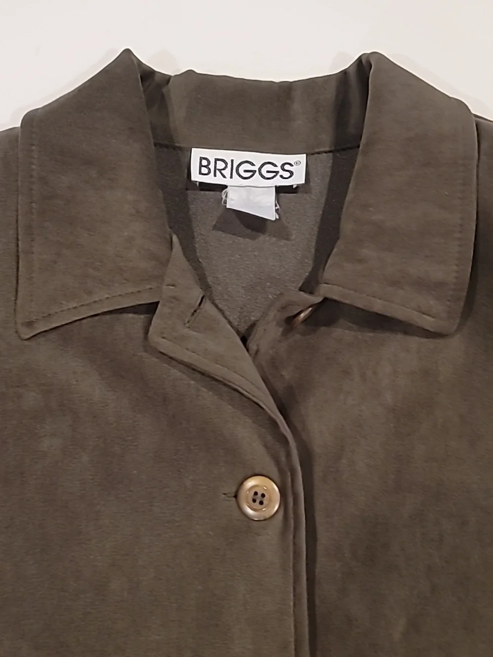 Briggs New York Faux Suede Shirt Jacket Moss Green Medium